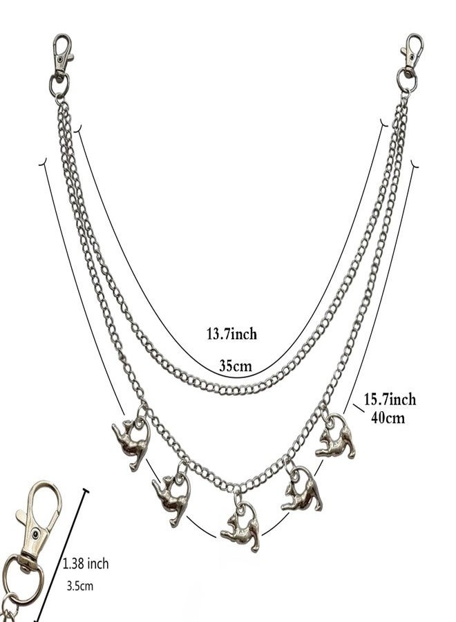 AETYWYEIN 3D Mini Cat Charm Pant Chain, Cute Cat Pendant Trouser Accessories, Hip Hop Layered Belt Chains, Bags DIY Jewelry Pocket Chain - Image 4